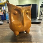 Midcentury Owl Planter - Vintage Pottery - Orange Brown - Ceramics by Paul