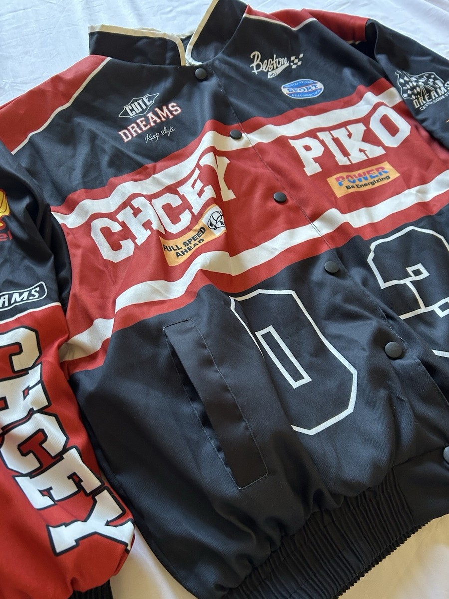 Racing Style Jacket CHCEY PIKO 03 Red Black Snap Front Racing