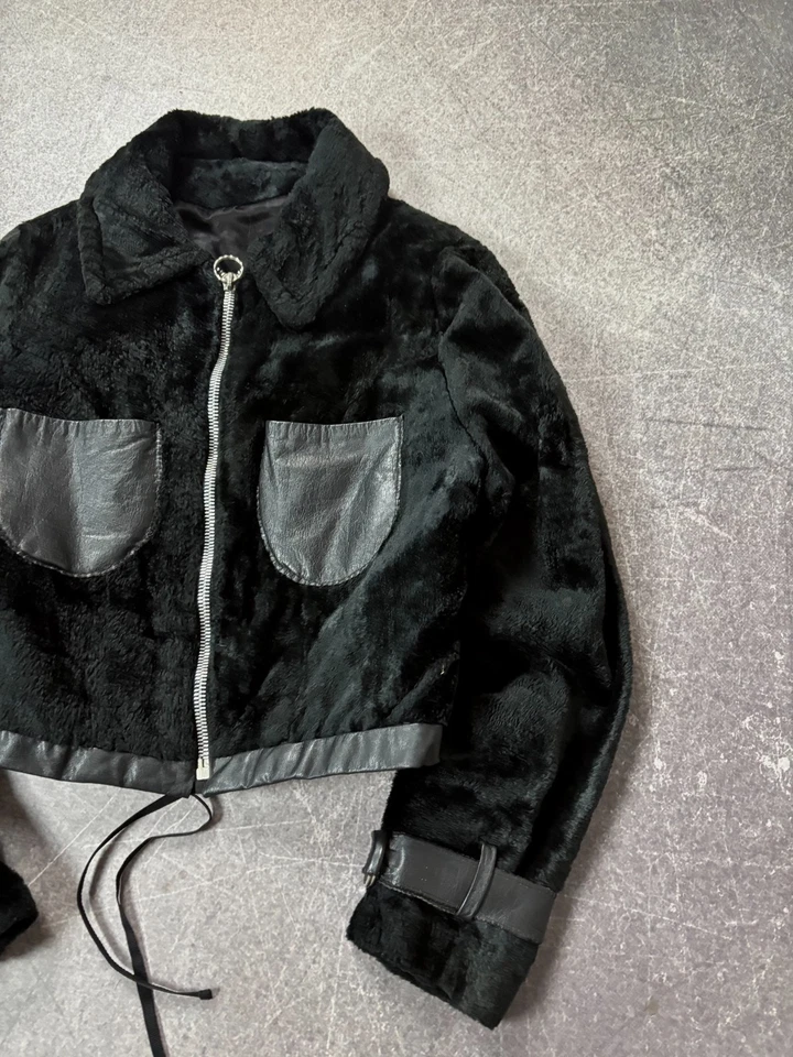 CHAQUETA MOHAIR DE PIEL ESTILO JAPONÉS VINTAGE STREETWEAR RECORTADA DE COLECCIÓN AÑOS 90 Foto 3 de 4