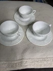 Vintage Milk Glass Colony Harvest Embossed Grape Saucer & Tea Cup - Set Of 3