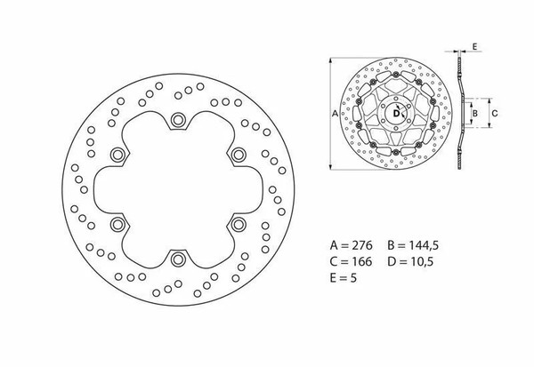 Brembo Serie Oro Bremsscheibe Starr - 68B407E9 68B407E9-image