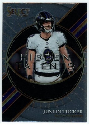 Justin Tucker 2021 Panini Select #HT-6 Baltimore Ravens Hidden Talents