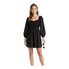 Madewell Lucie Sweetheart Dot Daisies Mini Dress Sz M Black Gold Whimsigoth Boho