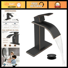 Oil Rubbed Bronze Bathroom Sink Faucet - Single Handle Vanity Faucet with Pop-up