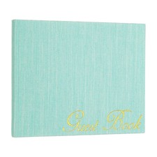 Elegant Guestbook, 9"x7" Fabric Wedding Guest Book, Green
