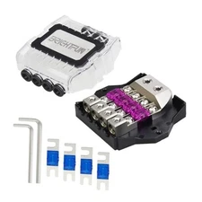 4 Way ANL Fused Distribution Block, 2 X 0/2/4 Gauge in / 4 X 4/8/10Gauge 4 way