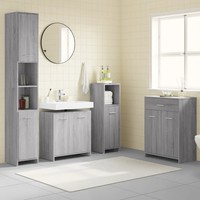BadmöBel-Set 4-Teilig Grau Sonoma Holzwerkstoff FüR Badezimmer