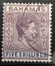 BAHAMAS - # 112 KGVI Five Shillings Used - CV $17.50
