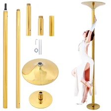 7.3-9FT Gold Dance Pole Set Home Exercise Club Static Spinning Dancing 1102lbs