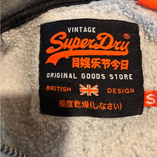 Felpa con cappuccio e zip Real Super Dry autentica registrata, Jpn grigia taglia S - Foto 3 di 7