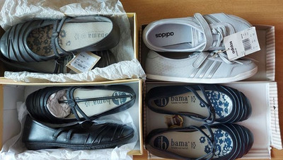 bama Gr36-37-39 wie NEU Damen Ballerina Schuhe Leder blau schwarz grau - 1 Paar