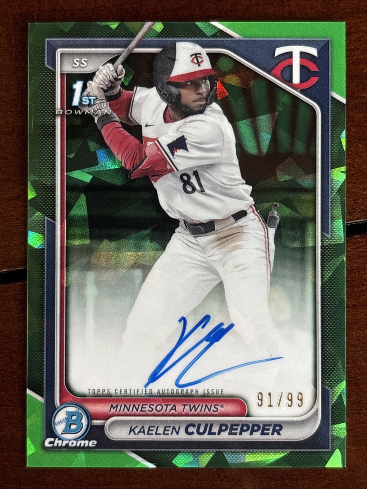 2024 Bowman Draft Sapphire Kaelen Culpepper Green #/99 1st Bowman Auto Twins