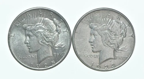 1925 & 1923-D Peace Silver Dollar $1 Bullion Collection Lot *133