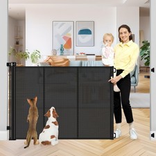 Reinforced 42 Inch Extra Tall Retractable Dog Gate with Reinforced Strips 55 ...