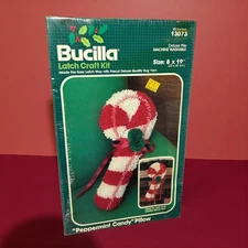 Bucilla Latch Craft Kit Peppermint Candy Pillow Deluxe Pile 8"X19" 13073 SEALED