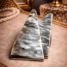 RARE VINTAGE 1970s Modernist MARBLED Silver Tone BELT BUCKLE Geometric Art Deco