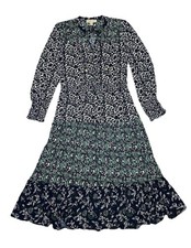 Michael Kors Dress Large Paisley Print Long Dress Cottage Core Designer Blue