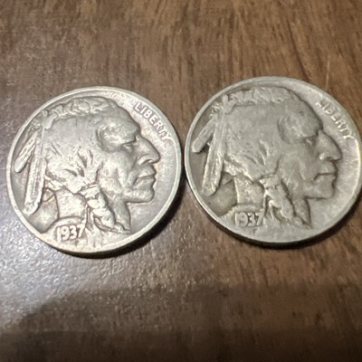 1937 P&D Set 5C Buffalo Nickel Full Date , Words And Rim Actual Coin, Good Deal