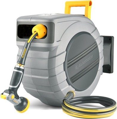 Retractable Garden Hose Reel  1/2 in x 130 ft Upgraded UV Resistant Automatic
