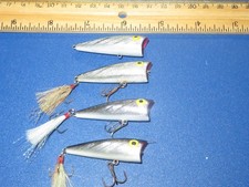 Lot of 4 Rebel Pop-R Topwater Lures UL Small Silver Blue Black