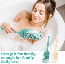 2Pack Back Scrubber for Shower Loofah with Long Handle, Shower Brush for Body, 1