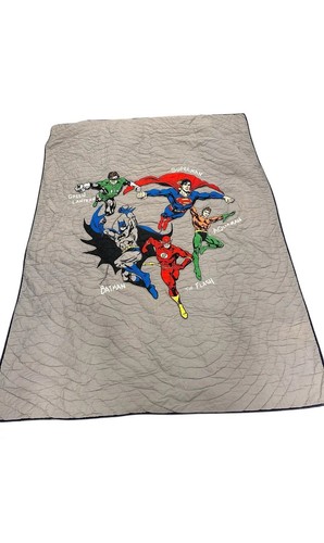 POTTERY BARN KIDS DC Comics Justice League Superheroes 68" x 86" Twin Quilt Gray - Picture 3 of 8