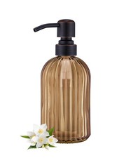 16OZ Amber Glass Soap Dispenser Soap Dispensers with Stainless Steel Bronze Pump