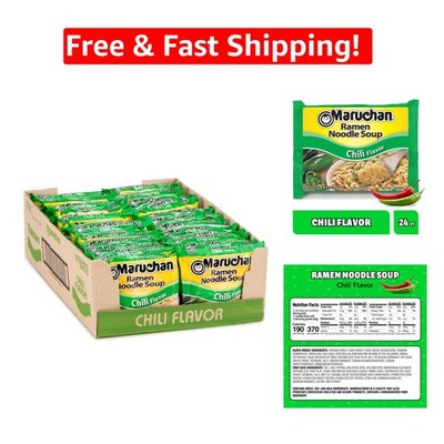 Japanese-Style Instant Ramen Soup, Chili Flavor   3 Oz x 24 Pack for Quick Meals