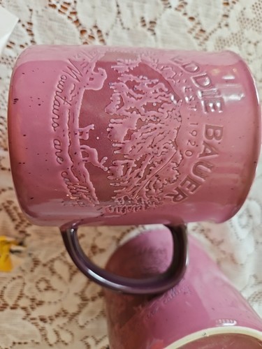 Eddie Bauer Coffee Mugs Set Of 2 "Mountains Are Calling" NEW Purple Ceramic - Picture 5 of 7