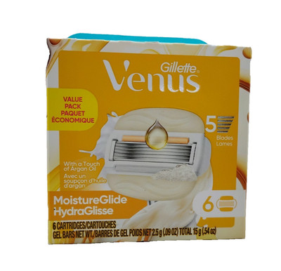NEW! Gillette Venus Moisture Glide (5 Blades) 6 Cartridges
