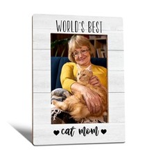 World's Best Cat Mom Picture Frame, Mother's Day Birthday Gifts for Cat cat mom