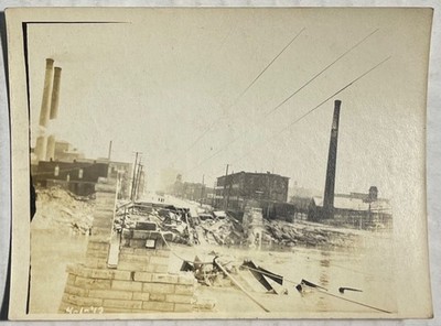 1913 Industrial Flood Disaster Photo Bridge Collapse Real Photo Antique