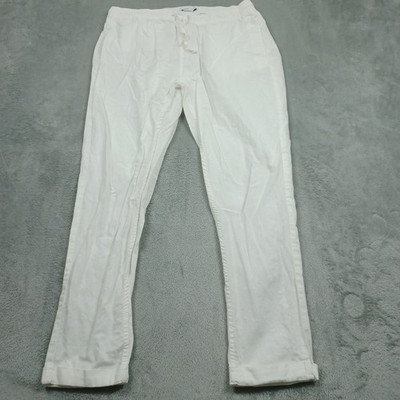Onia Pants Mens Large White Linen Blend Drawstring Preppy Lightweight Casual