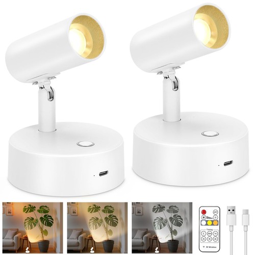 LIGHTESS RGBW Rechargeable Spotlight (2-Pack) – 5500mAh Battery, 13 Colors & 4 Dynamic Modes, Remote & Touch Control, 360° Adjustable, Magnetic Base For Indoor Decor