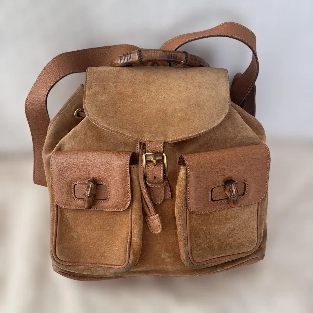 Gucci Bamboo Suede Exterior Backpack Bags & Handbags for Women for