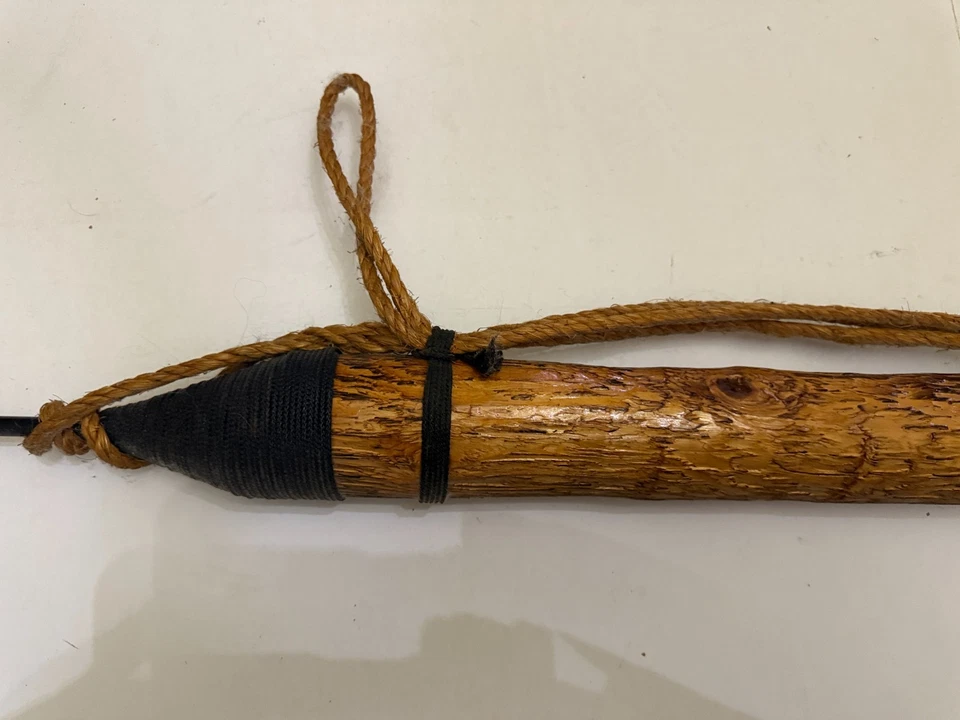 Arpón de pesca náutico marítimo vintage con mango de madera 37 pulgadas Foto 3 de 4