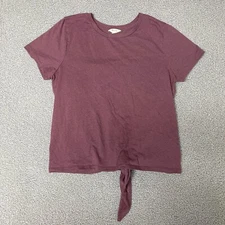 Madewell t shirt cross tie back Size Medium Cotton Blend purple maroon short slv