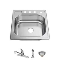 Glacier Bay 25" Drop-In Stainless Steel Kitchen Sink w/ Faucet and Sprayer