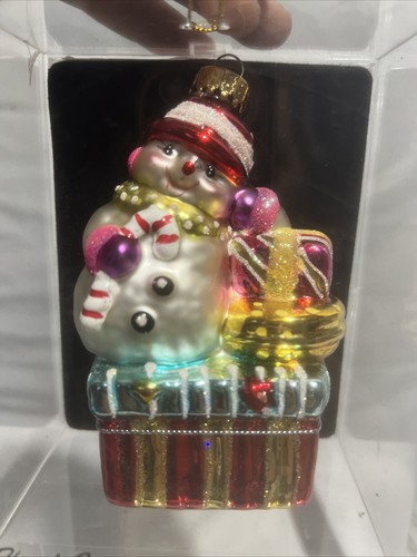 Vintage Hand Crafted Glass Snowman Ornament 4” Distributed By Target Corp. - Picture 6 of 9