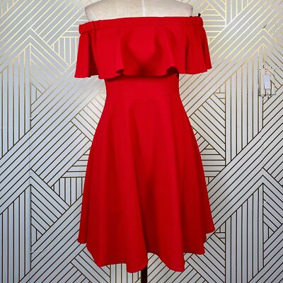 NWT Black Halo Penelope Off the Shoulder Dress in Red Night Out Party Size  2 | eBay