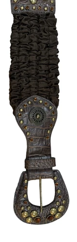 Women's Beaded Wide Elastic Belt Size M/L  30-45.5 Inches Western Flair