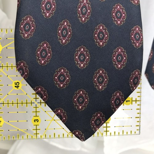 Christian Dior Azul 3.5" x 58" Estampado Gráfico Borgoña Rosa Hecho en W Alemania - Imagen 8 de 8