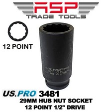 US PRO Single 1/2" Dr 29mm 12 Point Bi Hex 85mm Deep Impact Socket