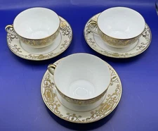 3 Noritake Christmas Ball 16034 (175) Flat Cup & Saucer Sets Japan
