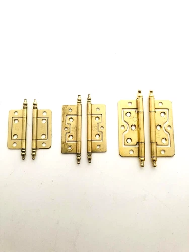 Finial Flush Door Hinges-Cupboard, Wardrobe,Cabinet,Louvre Doors-Brass Plated