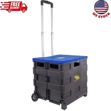 Quik Cart Collapsible Rolling Crate on Wheels for Teachers Tote Basket