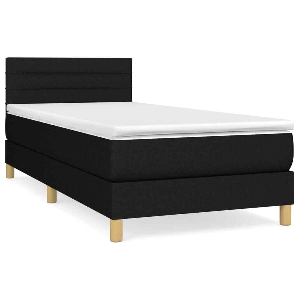 Lit sommier tapissier avec matelas noir 100x200 cm tissu lit 1 place