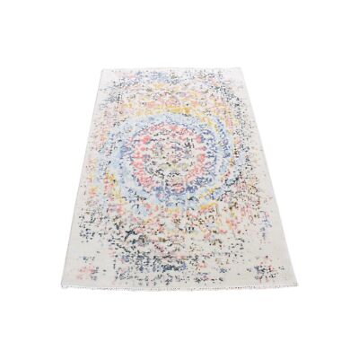 3' x 5' Colorful Wool and Silk Hand Knotted Modern Galaxy Design Rug R80514