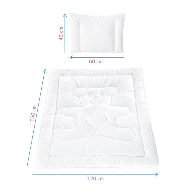 Toddler Cot Bed Duvet & Pillow Junior Filling Set 150x120cm 100 Cotton