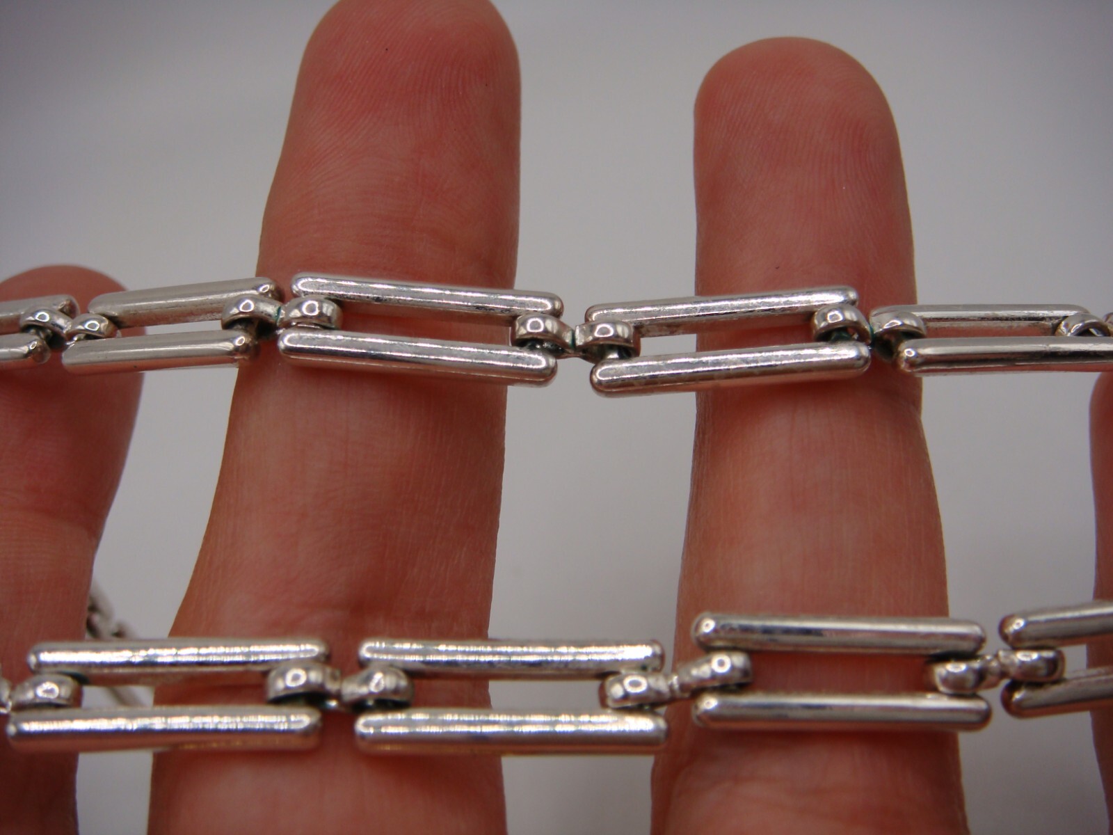 VINTAGE COSTUME MULTI PANEL RECTANGULAR SILVER TO… - image 2